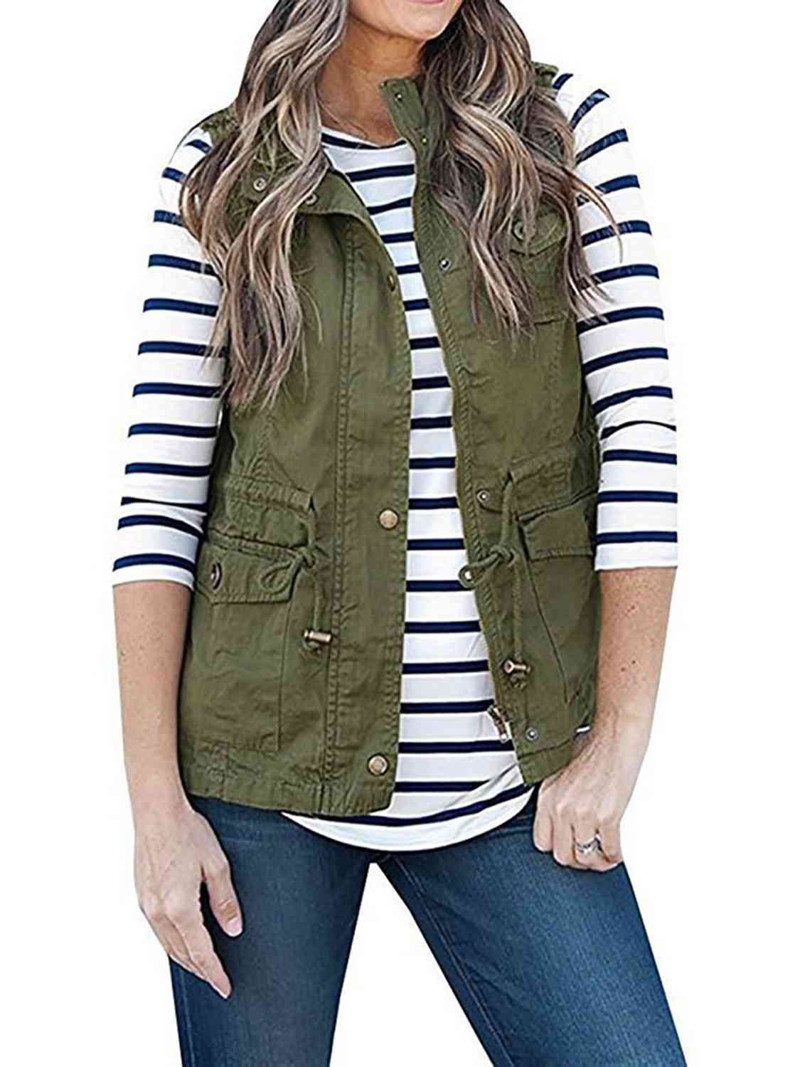Drawstring Waist Vest with Pockets Luvéillé
