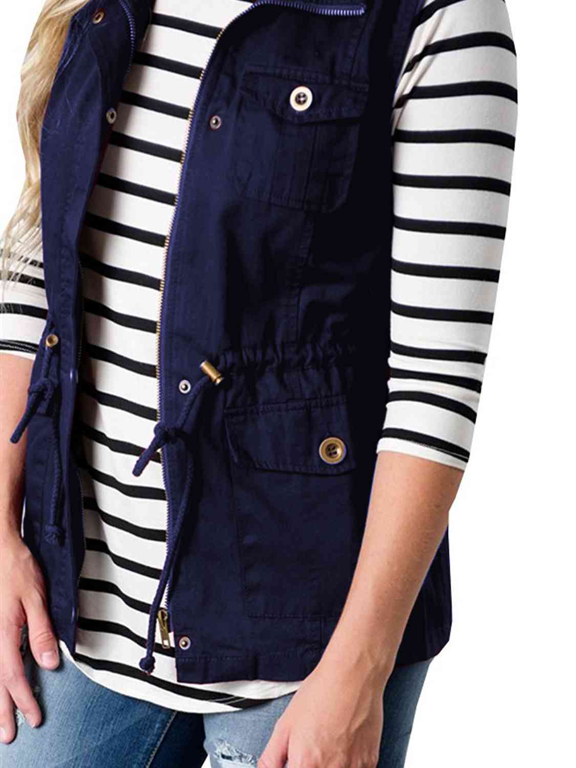Drawstring Waist Vest with Pockets Luvéillé