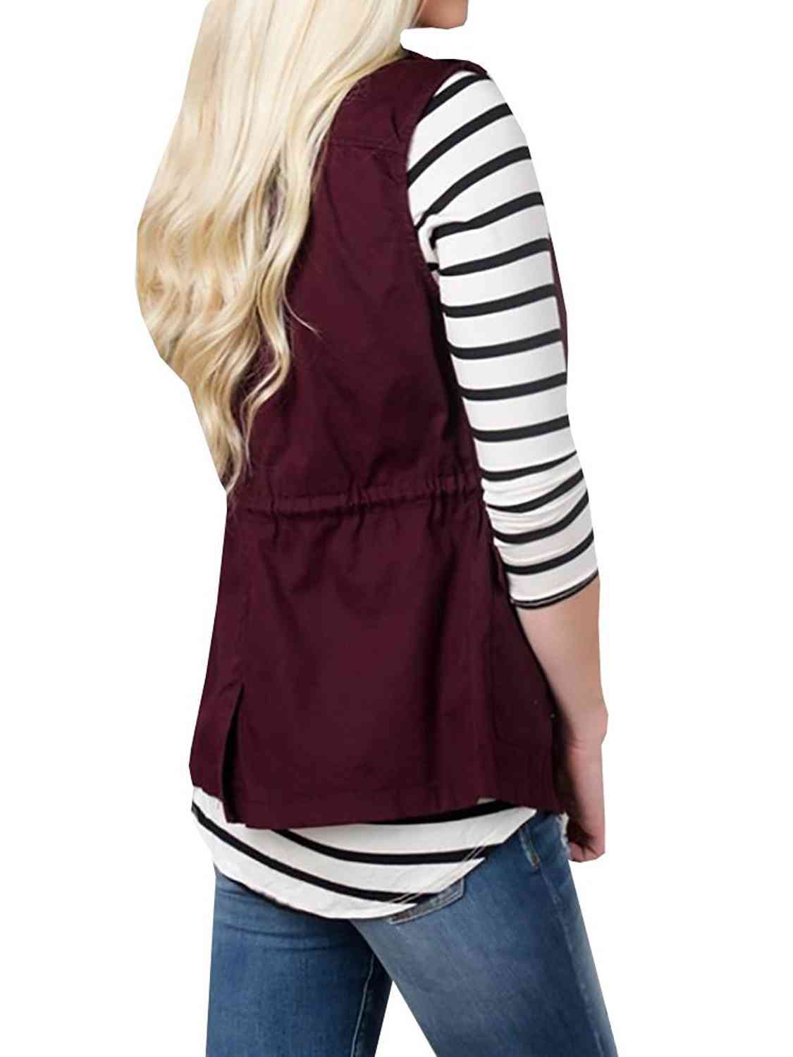 Drawstring Waist Vest with Pockets Luvéillé