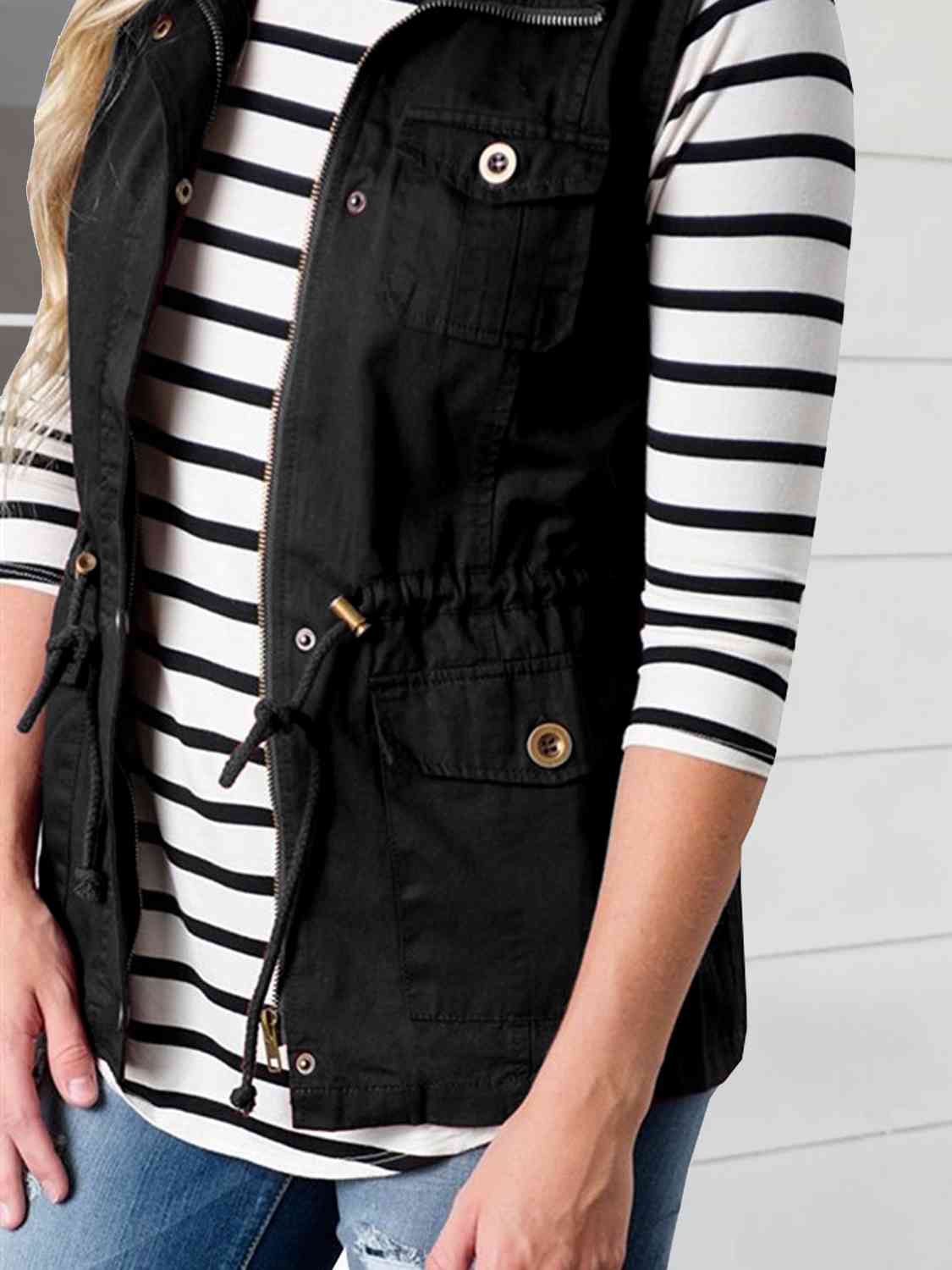 Drawstring Waist Vest with Pockets Luvéillé