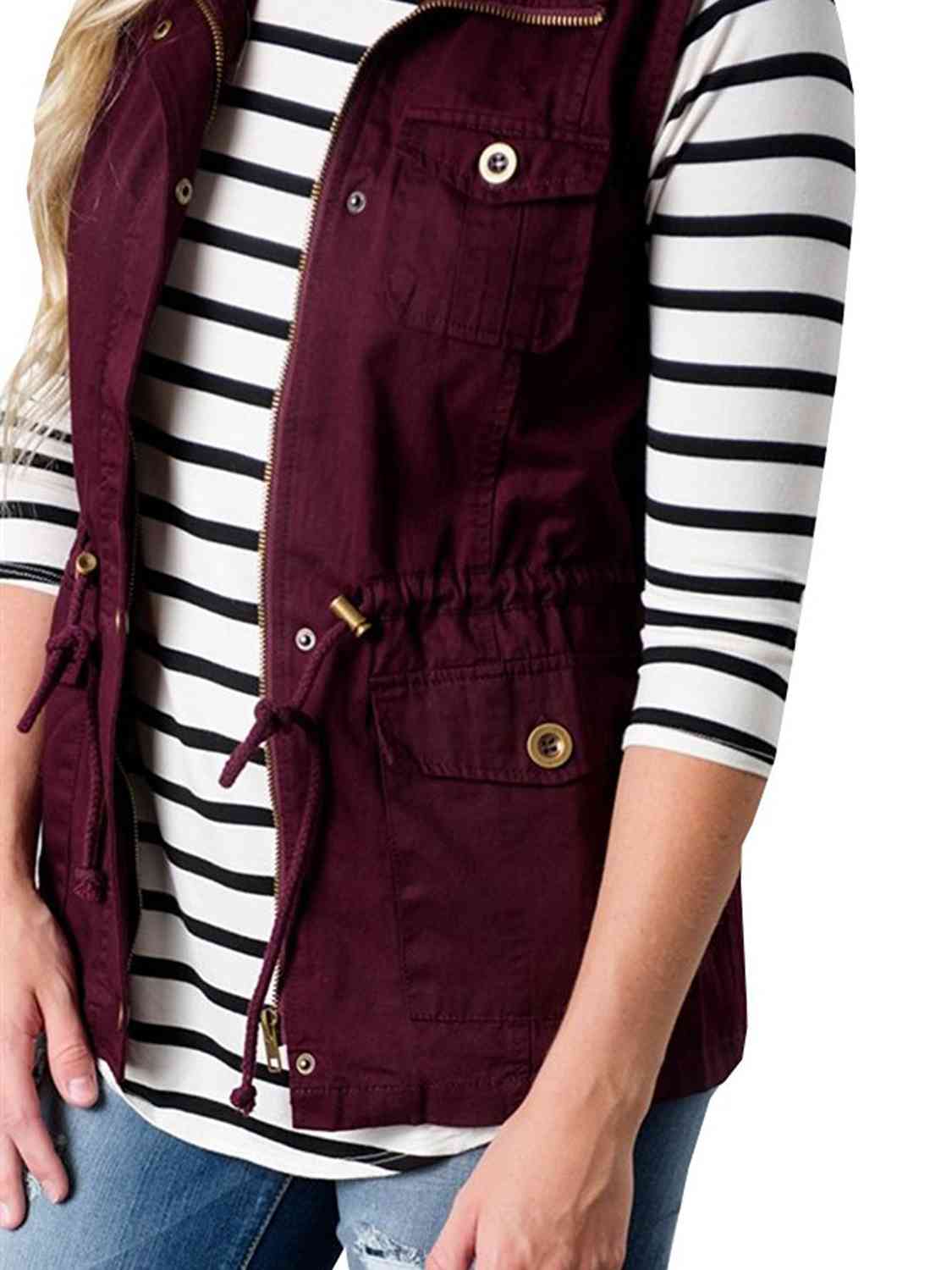 Drawstring Waist Vest with Pockets Luvéillé
