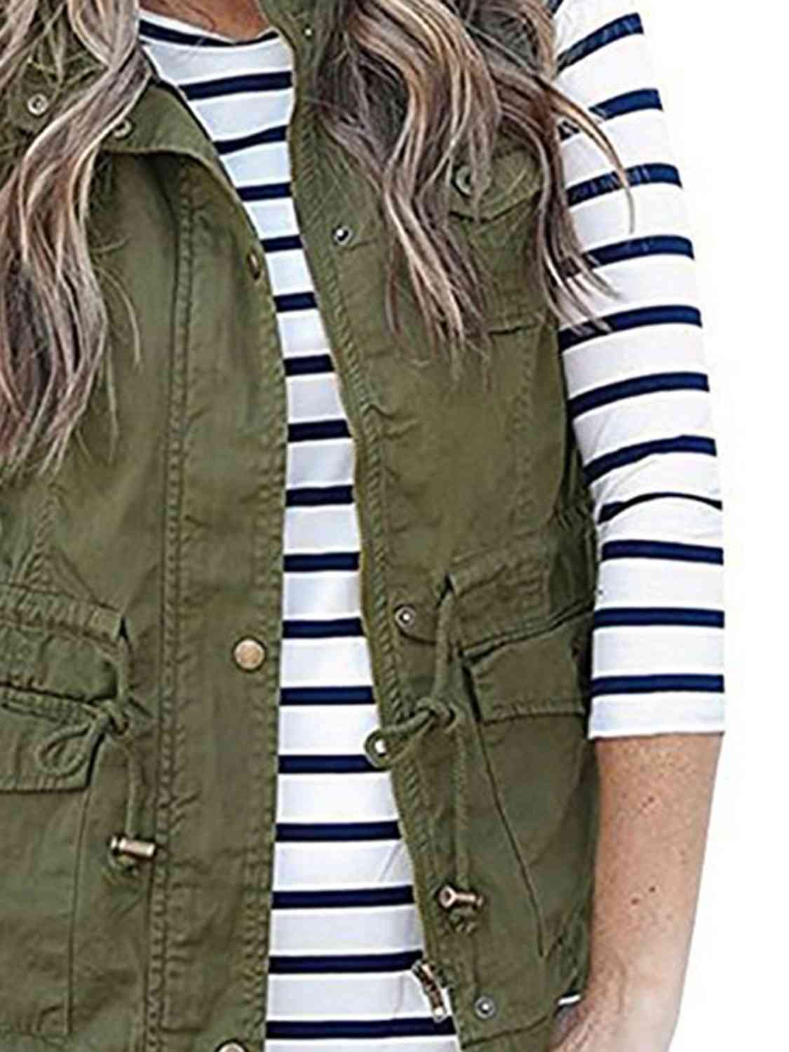 Drawstring Waist Vest with Pockets Luvéillé