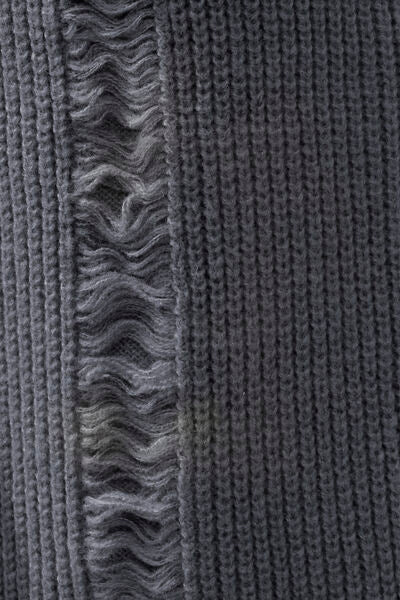 Fringe Trim Open Front Cardigan with Pockets Luvéillé