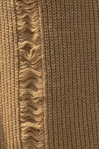 Fringe Trim Open Front Cardigan with Pockets Luvéillé