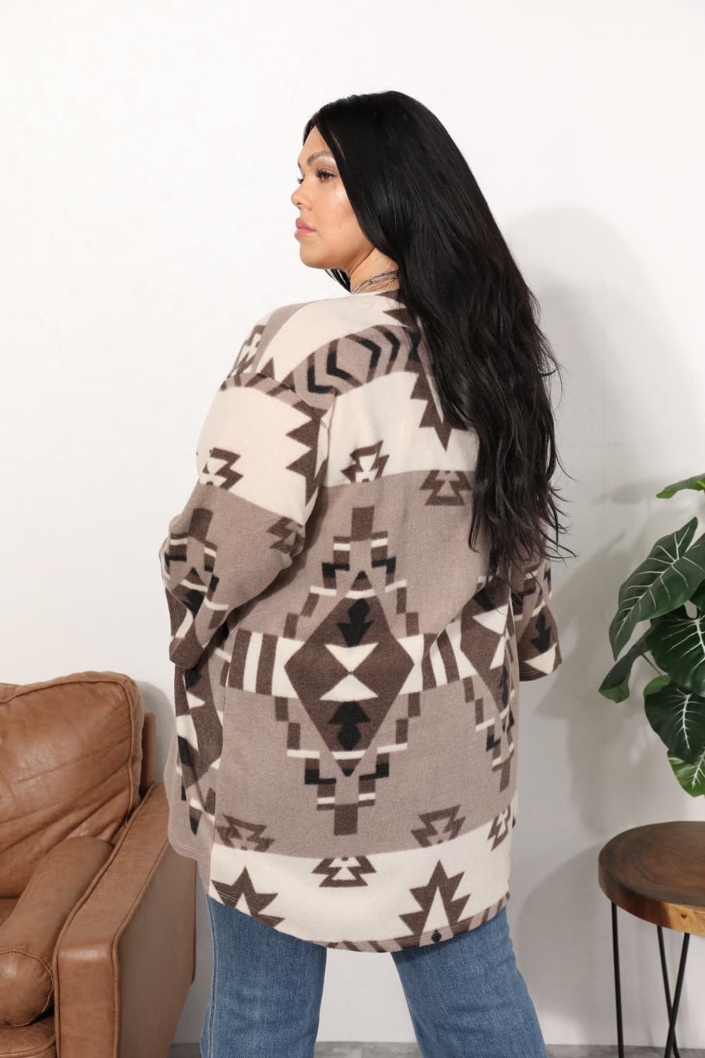 Full Size Cardigan with Aztec Pattern Luvéillé