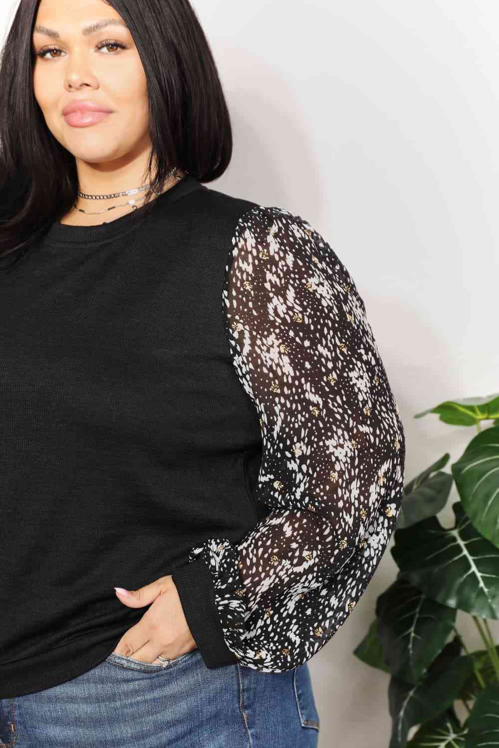 Full Size Foil Printed Sleeve Top Luvéillé