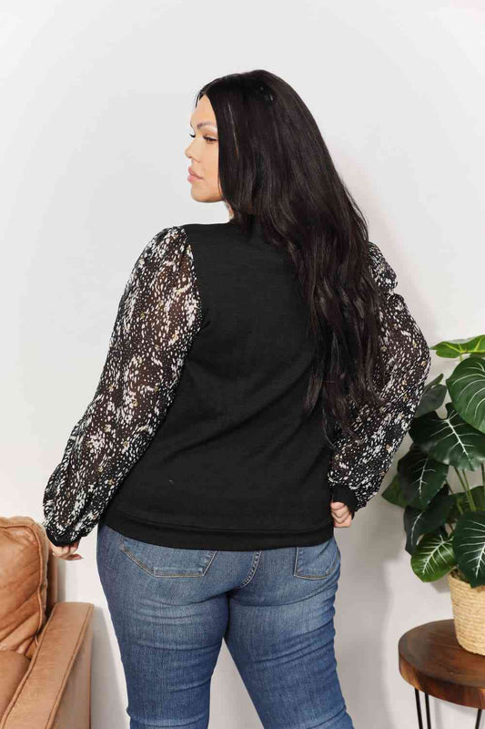 Full Size Foil Printed Sleeve Top Luvéillé