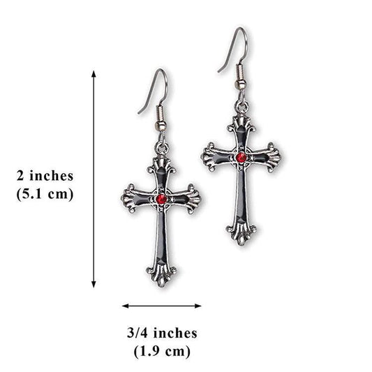 Gothic Vintage Cross Axe Earrings Exaggerated Halloween Luvéillé