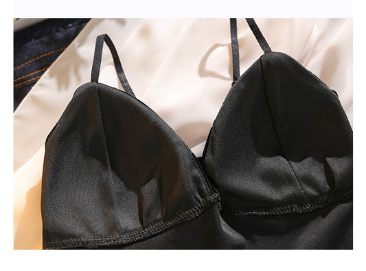 Halter Vest With Chest Pad Inside Take V-neck Slim-fit Wipe Chest Top Female Luvéillé