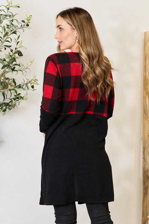 Heimish Full Size Plaid Open Front Cardigan Luvéillé