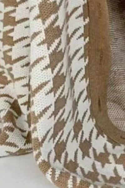 Houndstooth Button Up Long Sleeve Cardigan Luvéillé