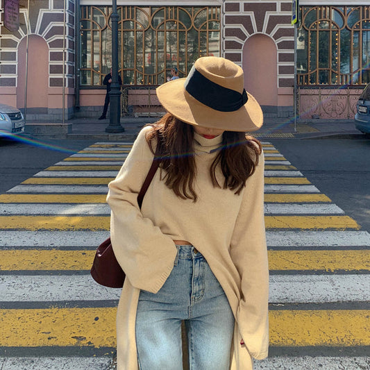 New Style Retro Loose Temperament Mid-length Big Split Sweater Luvéillé