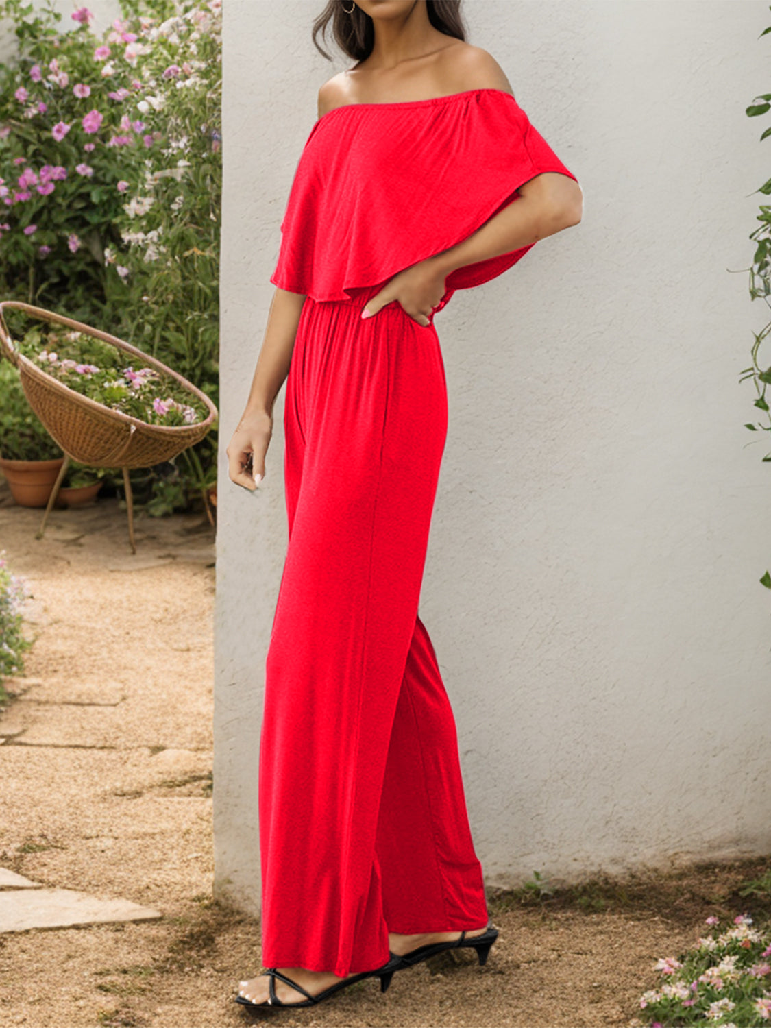 Off-Shoulder Wide Leg Jumpsuit Luvéillé