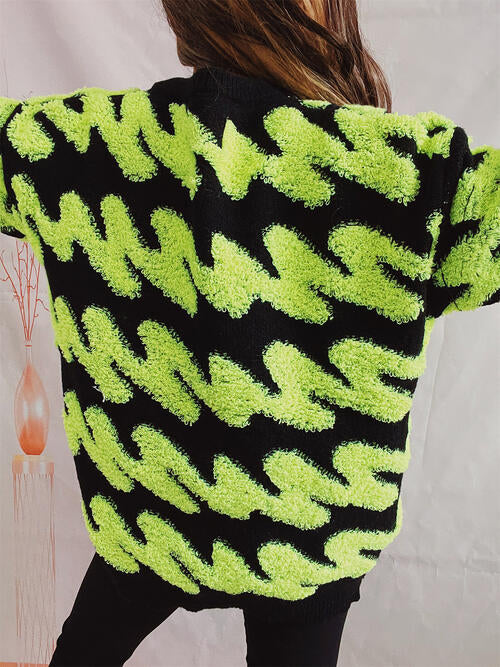 Ribbed Striped Dropped Shoulder Sweater Luvéillé