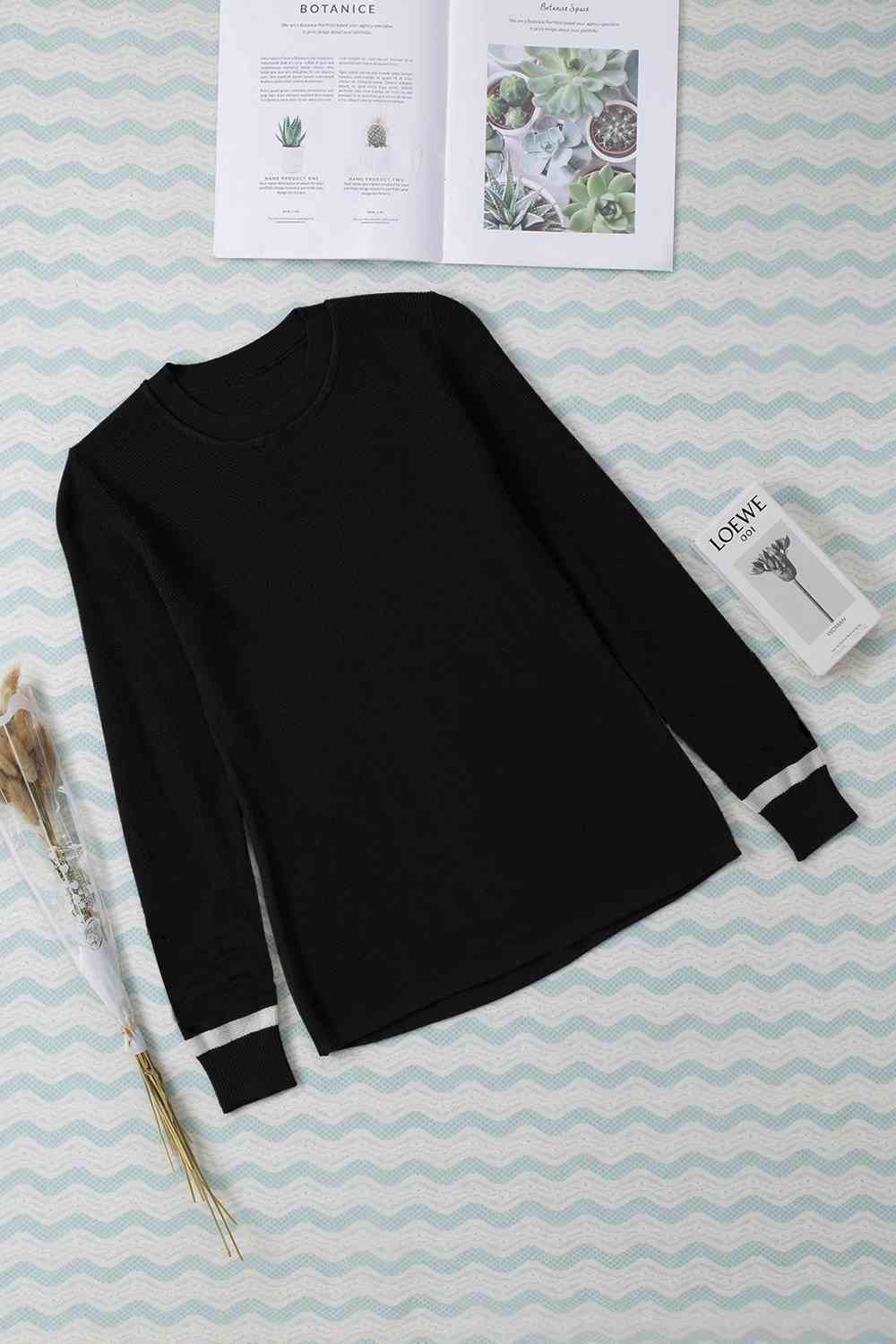 Round Neck Long Sleeve Knit Top Luvéillé