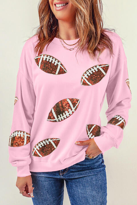 Sequin Football Patch Sweatshirt Luvéillé