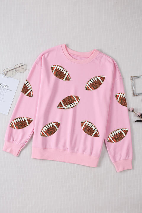 Sequin Football Patch Sweatshirt Luvéillé