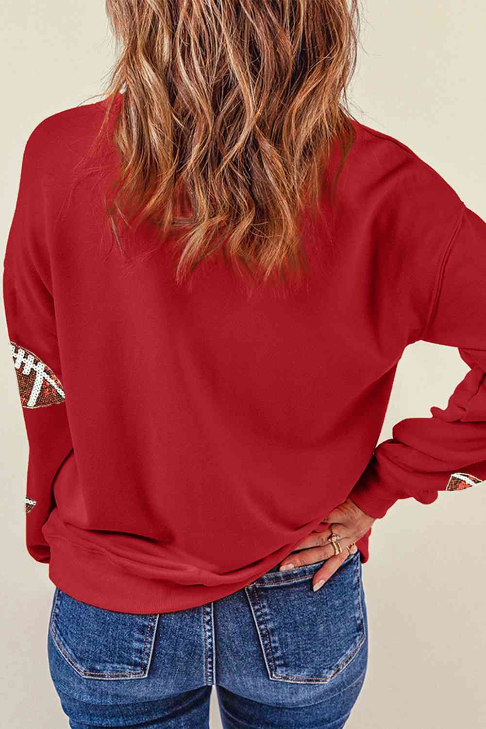 Sequin Football Patch Sweatshirt Luvéillé