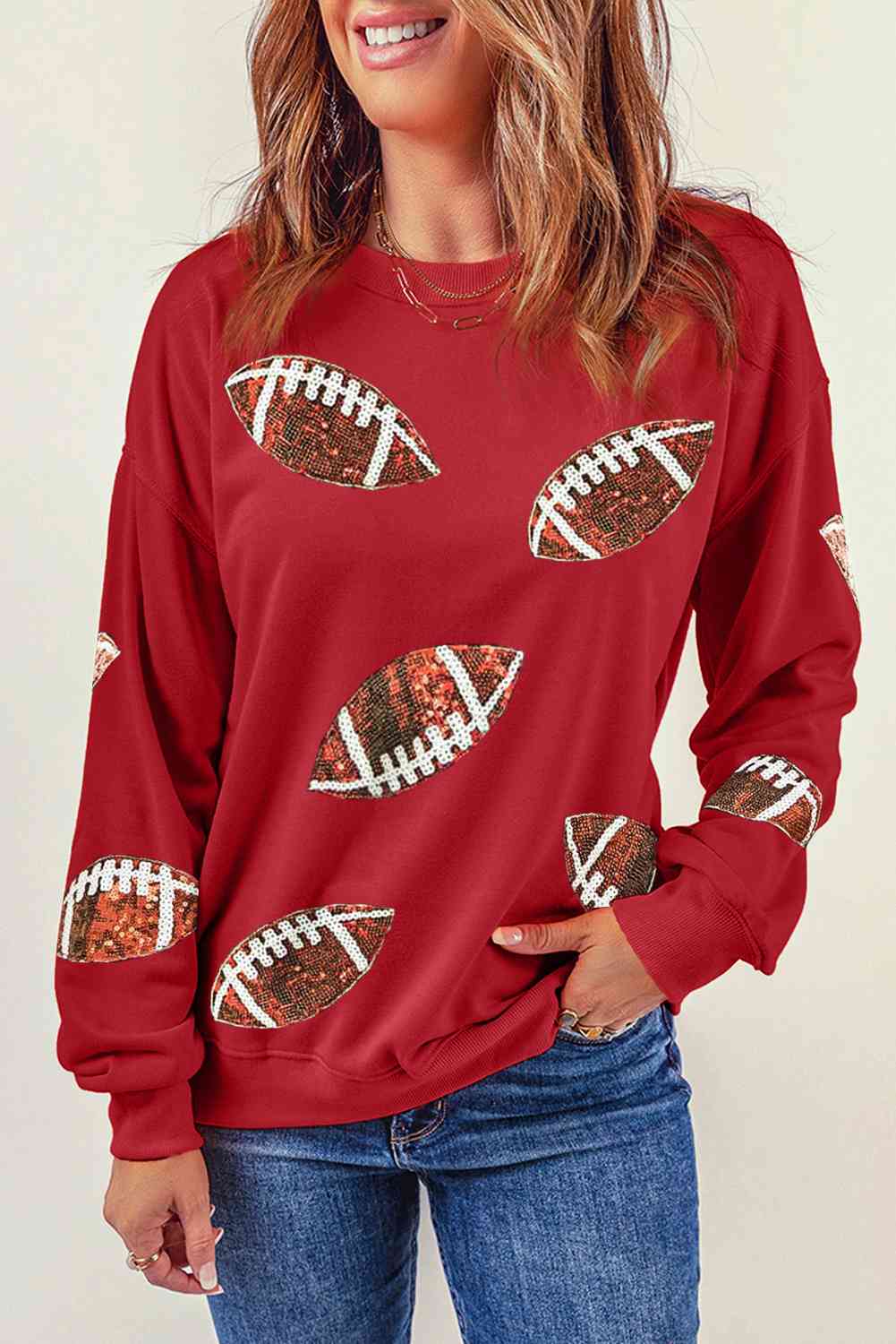 Sequin Football Patch Sweatshirt Luvéillé