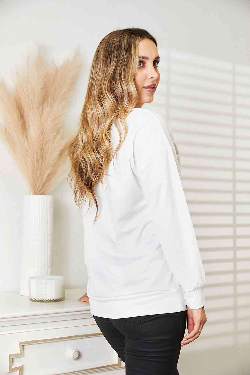 Simply Love Graphic Dropped Shoulder Round Neck Sweatshirt Luvéillé