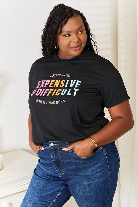 Simply Love Slogan Graphic Cuffed Sleeve T-Shirt Luvéillé