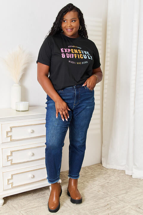 Simply Love Slogan Graphic Cuffed Sleeve T-Shirt Luvéillé
