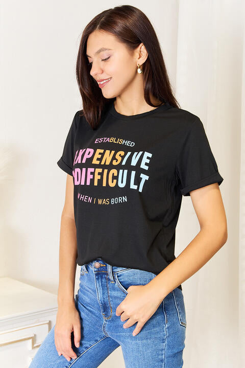 Simply Love Slogan Graphic Cuffed Sleeve T-Shirt Luvéillé