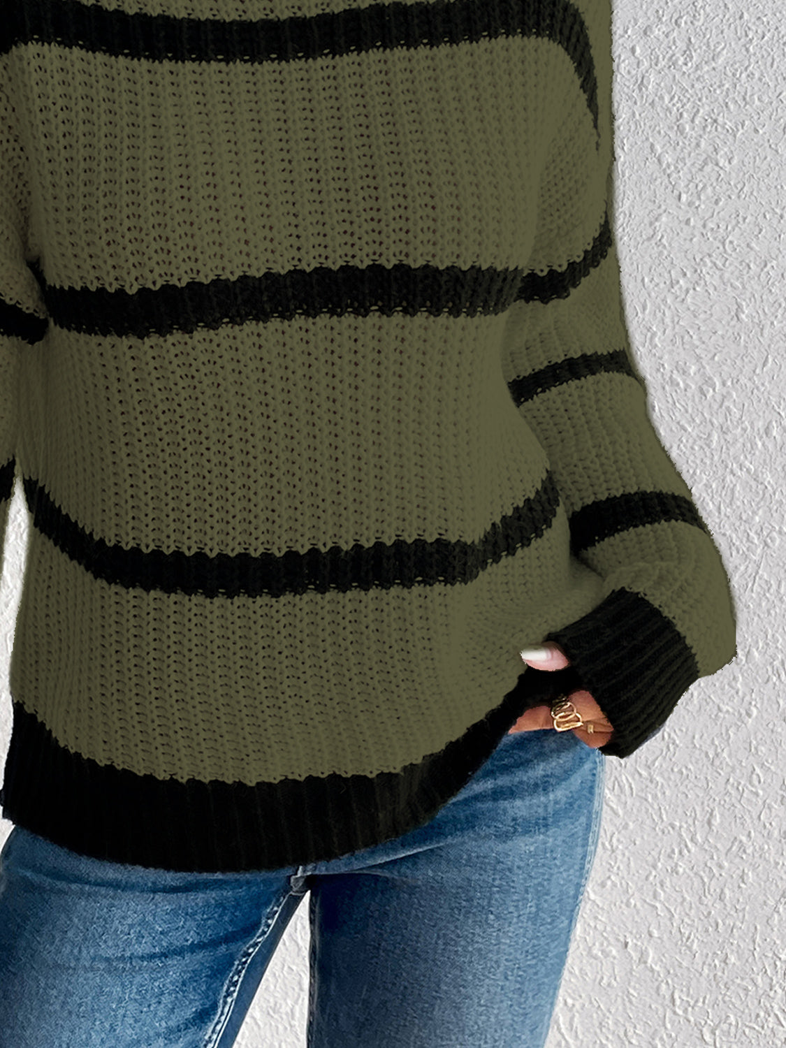 Striped Mock Neck Sweater Luvéillé