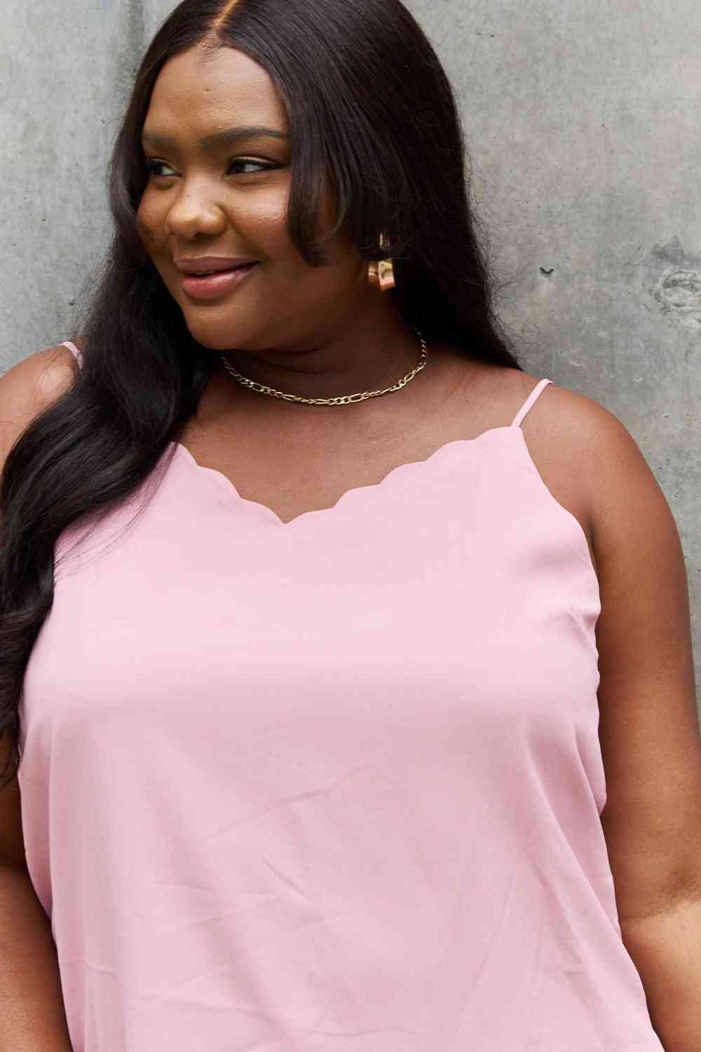 Sweet Lovely By Jen Full Size Scalloped Cami in Rosewood Luvéillé