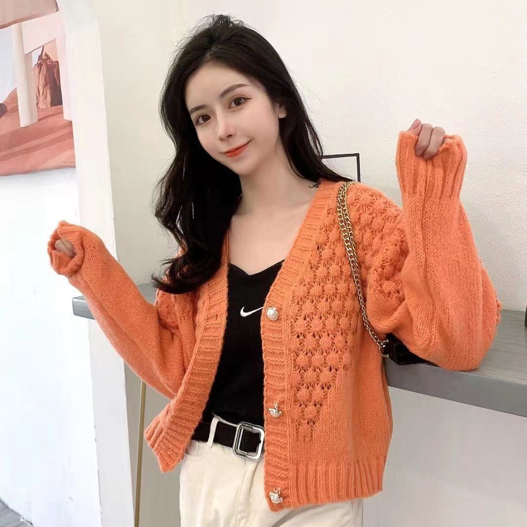 V-neck Loose Lazy Style Solid Color Sweater Luvéillé