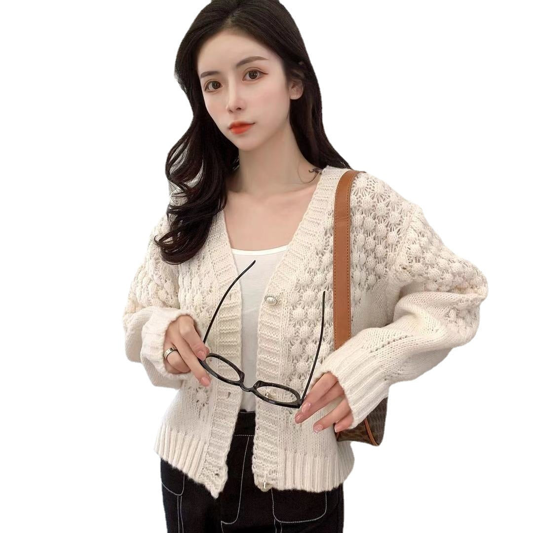 V-neck Loose Lazy Style Solid Color Sweater Luvéillé
