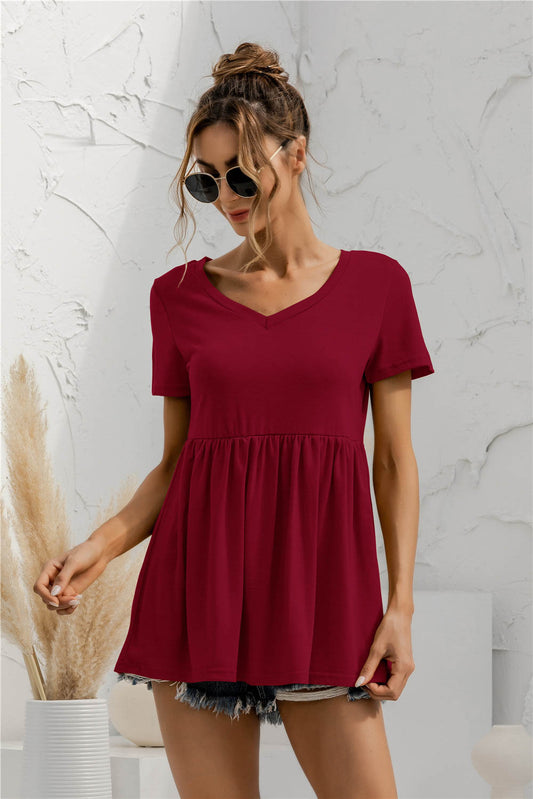 Women's Fashion V-neck Short Sleeve Top Luvéillé