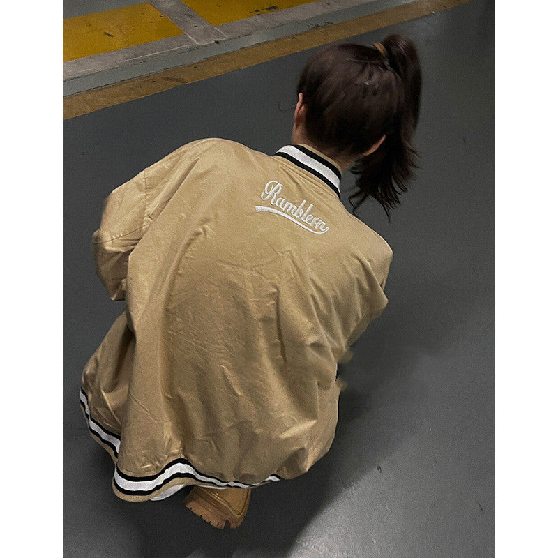 Women's Loose Casual Embroidered Letters Baseball Jersey Luvéillé
