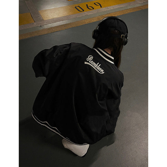 Women's Loose Casual Embroidered Letters Baseball Jersey Luvéillé