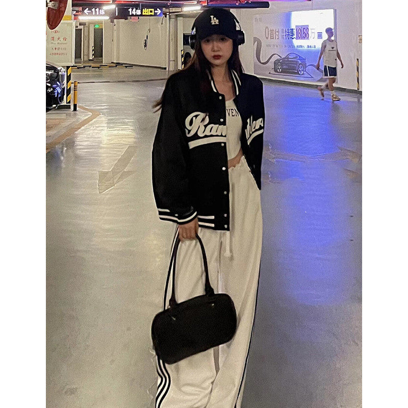 Women's Loose Casual Embroidered Letters Baseball Jersey Luvéillé