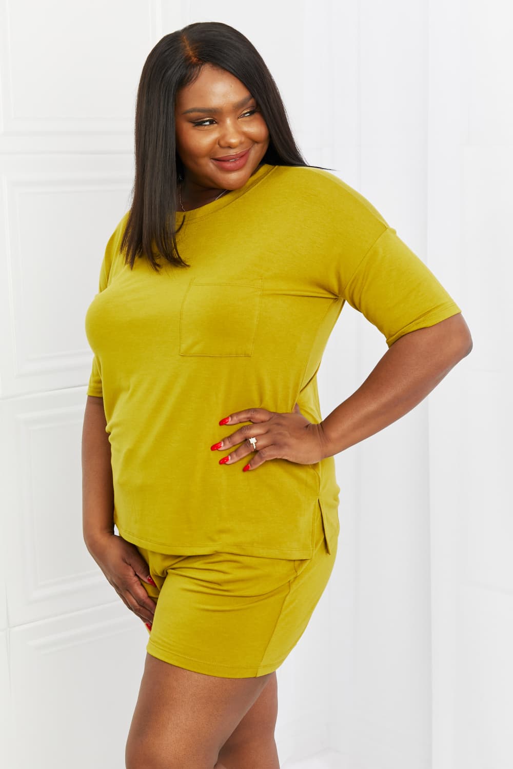 Zenana In The Moment Full Size Lounge Set in Olive Mustard Luvéillé