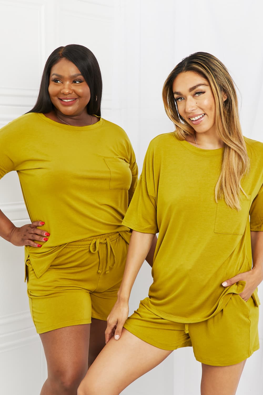 Zenana In The Moment Full Size Lounge Set in Olive Mustard Luvéillé