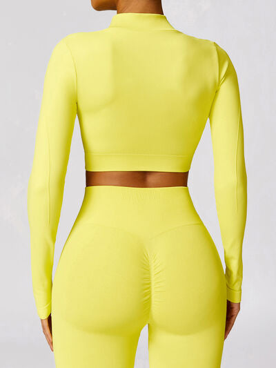Zip Up Baseball Collar Outerwear and High Waist Pants Active Set Luvéillé
