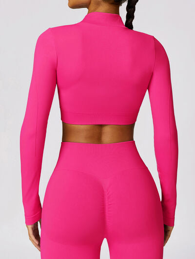 Zip Up Baseball Collar Outerwear and High Waist Pants Active Set Luvéillé