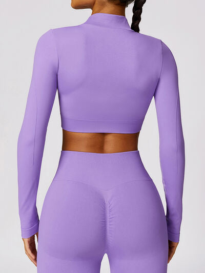 Zip Up Baseball Collar Outerwear and High Waist Pants Active Set Luvéillé