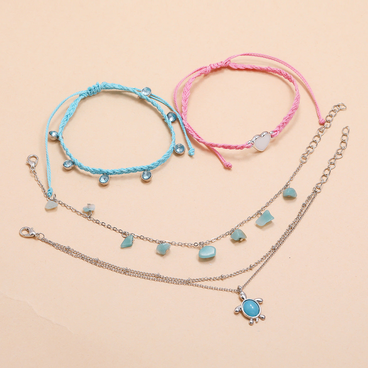 Woven Blue Love Foot Rope Natural Gravel
