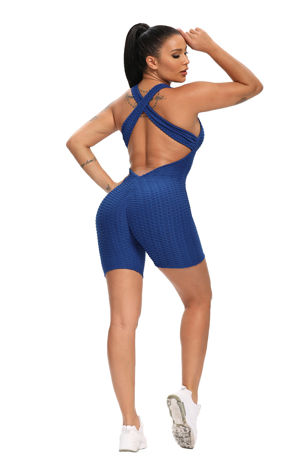 Women's Sports And Fitness Slim Jacquard One-piece Shorts