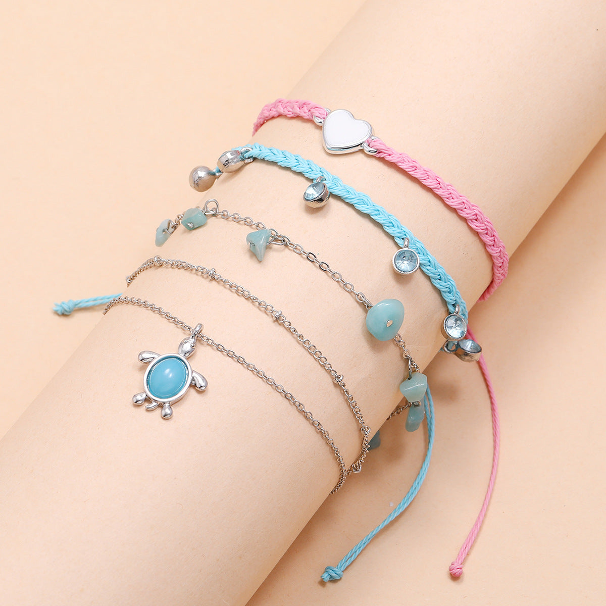 Woven Blue Love Foot Rope Natural Gravel