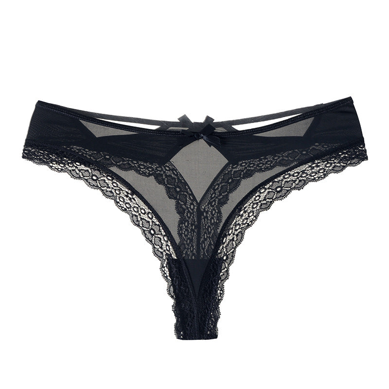 Ice Silk Sexy Lace Cross-wrapped Luxury Low Waist T-Panty