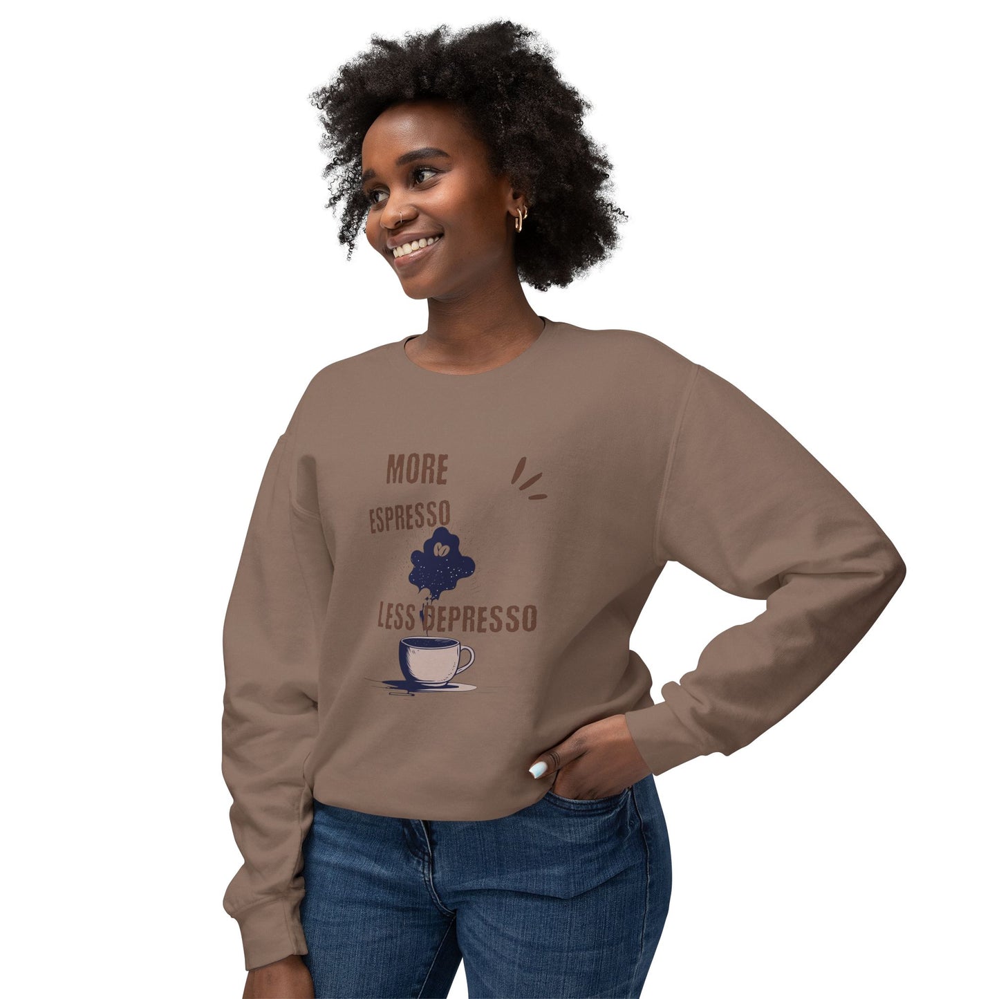 Sweatshirt — "More Espresso Less Depresso" Coffee Lover Crewneck