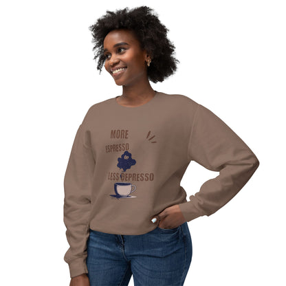 Sweatshirt — "More Espresso Less Depresso" Coffee Lover Crewneck