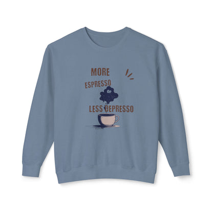 Sweatshirt — "More Espresso Less Depresso" Coffee Lover Crewneck