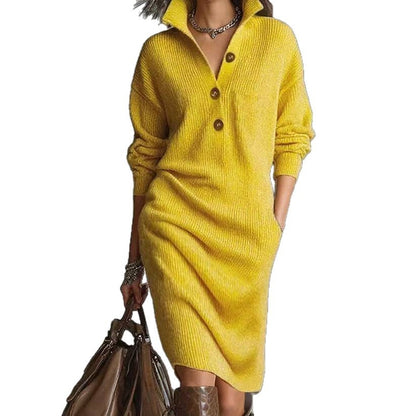 Autumn And Winter Lazy Style Overknee Sweater Women's Dress