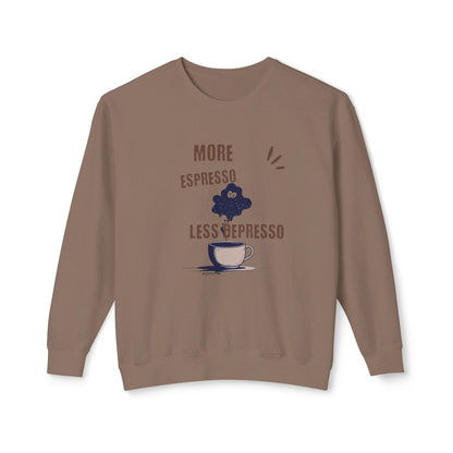 Sweatshirt — "More Espresso Less Depresso" Coffee Lover Crewneck