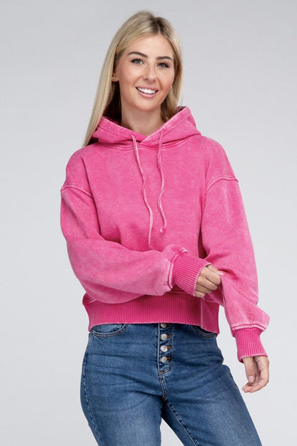 Acid Wash Fleece Hoodie Luvéillé